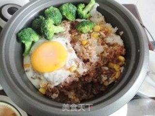 两个人的营养午餐-----冬菇肉饼窝蛋饭的做法步骤：12