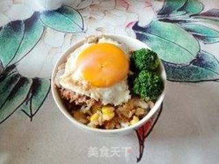 两个人的营养午餐-----冬菇肉饼窝蛋饭的做法步骤:13