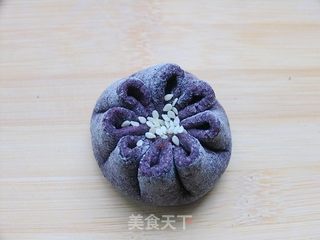 营养早餐之——黑米豆沙菊花包的做法步骤:11