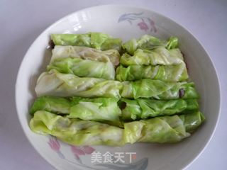 蒸圆白菜肉卷的做法步骤：9