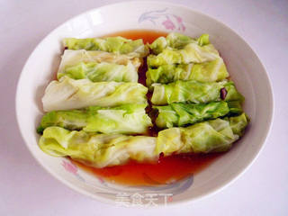 蒸圆白菜肉卷的做法步骤:11