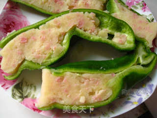 薯泥火腿焗青椒----炎炎夏日吃辣养生的做法步骤:8