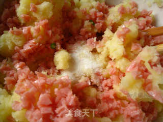 薯泥火腿焗青椒----炎炎夏日吃辣养生的做法步骤:6