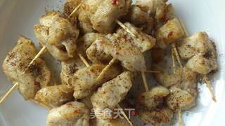 牙签孜然鸡丁的做法步骤:6
