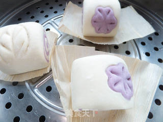 花样紫薯双色馒头卷的做法步骤:12