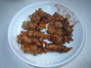 香煎五花肉卷金针菇的做法步骤:6