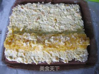可可芒果奶冻卷的做法步骤:16