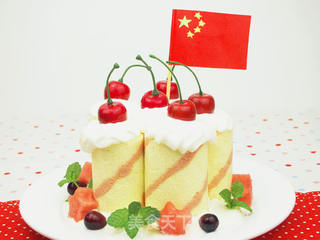 用蛋糕卷演绎祝福蛋糕:加油,中国!的做法步骤:31