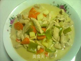 香浓绿咖喱鸡肉炖蔬菜的做法步骤:12