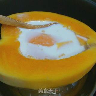 电饭锅木瓜炖牛奶的做法步骤:3