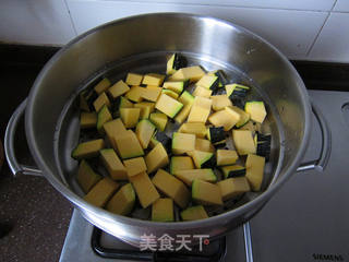 南瓜花豆沙拉的做法步骤:4