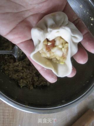 娃娃菜肉丁饼的做法步骤:9