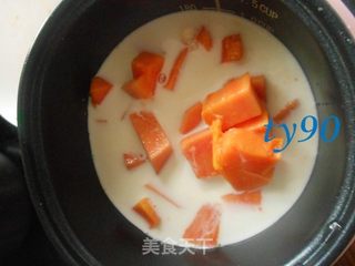 蜜豆版【木瓜牛奶汤】的做法步骤:3