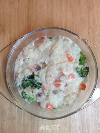 臘蝦蔬奶白醬焗飯--冬天裡的白雪飄香【傳統的焗烤】新鮮嚐的做法步骤:19