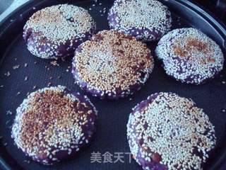 豆浆紫薯豆沙饼的做法步骤:16