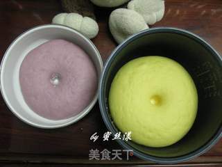 双色开花馒头的做法步骤:4