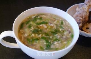 油菜虾皮疙瘩汤的做法步骤:14
