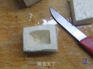 蚝油豆腐镶肉的做法步骤:2