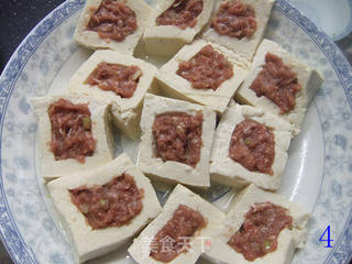 蚝油豆腐镶肉的做法步骤:4