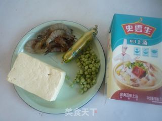 【史云生原汁上汤试用报告】鲜虾豆腐羹的做法步骤：1