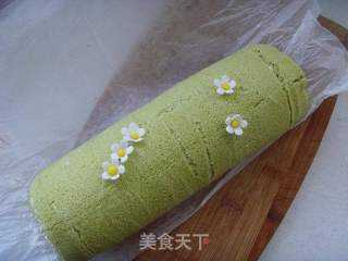 【食尚擂台烘焙赛区】:绿意盎然---抹茶蜜豆卷的做法步骤:16