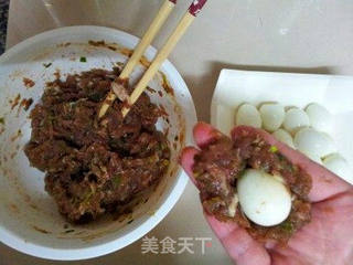 鸟蛋镶肉的做法步骤:5