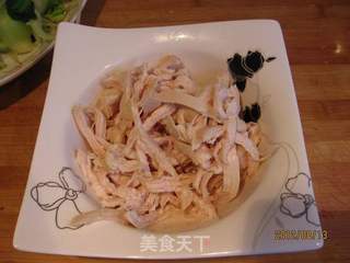 黄豆芽拌鸡丝的做法步骤:7