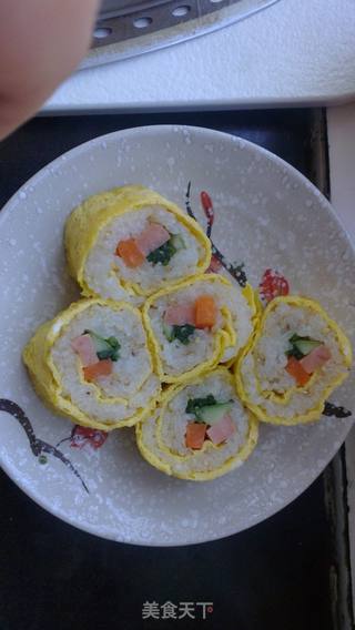 蛋包紫菜卷的做法步骤:7