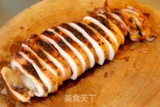 腊味饭配烤鲜鱿鱼的做法步骤:7