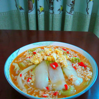 以前见外婆做过的--白菜煮剩饭的做法步骤:7