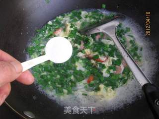小虾韭菜鸡蛋汤的做法步骤:9