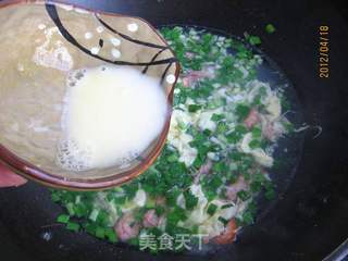 小虾韭菜鸡蛋汤的做法步骤:8