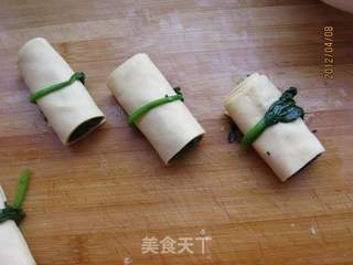 千张菠菜卷的做法步骤:10