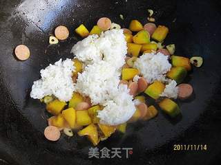 蒜香南瓜焖饭的做法步骤:7