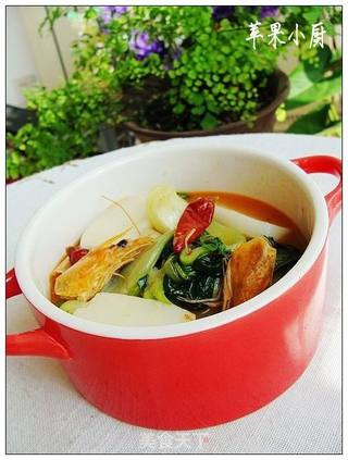 虾头油菜煮年糕的做法步骤：7