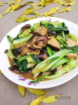 酱香油菜香菇的做法步骤:7