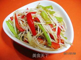 双椒绿豆芽的做法步骤:5