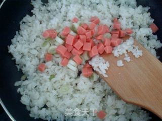 青蒜火腿蛋炒饭的做法步骤:10