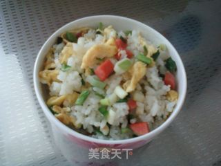 青蒜火腿蛋炒饭的做法步骤:15