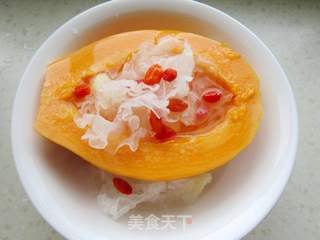银耳木瓜盅的做法步骤:6