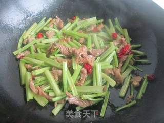 毛芹炒羊肉——新疆味道的做法步骤:9