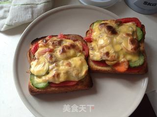 豪华版蔬菜Toast Pizza的做法步骤：4