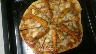 肉肉满满——培根新奥尔良鸡丁大虾披萨的做法步骤:24