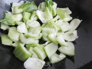 上海青炒腊肉的做法步骤:4