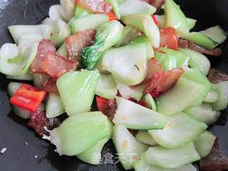 上海青炒腊肉的做法步骤:9