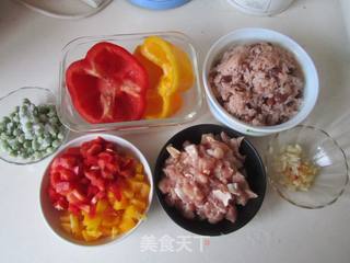 彩椒鸡丁红豆饭的做法步骤：4