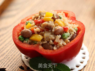 彩椒鸡丁红豆饭的做法步骤:12