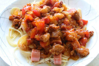 番茄肉酱香肠排排队意大利面的做法步骤:14