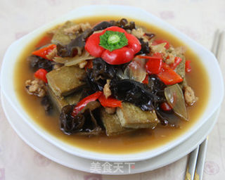 木耳烧黑豆腐的做法步骤:12