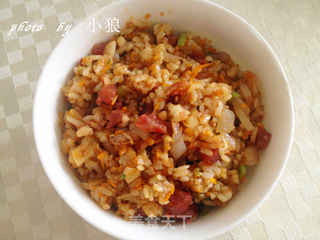 腊味酱油炒饭的做法步骤:8